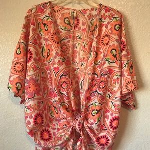ROXY floral kimono swim cover up, xs/s